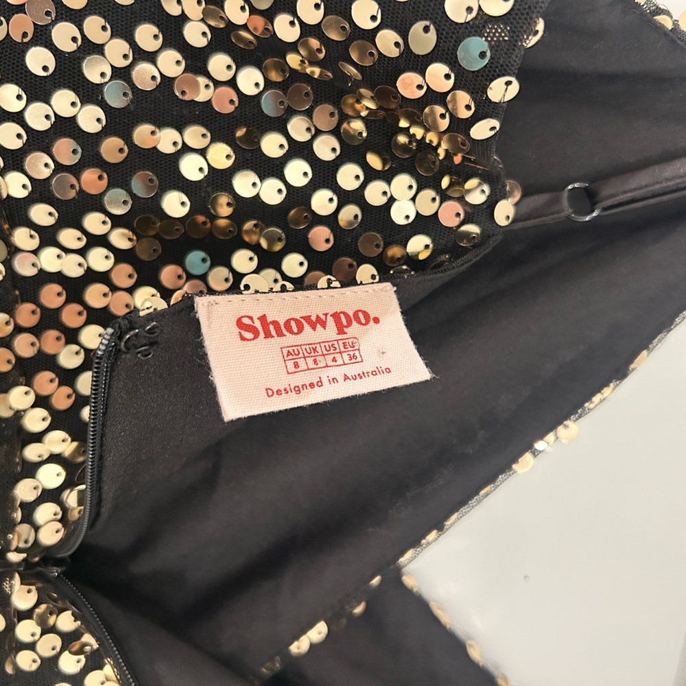 Showpo Black and Gold Sequin Mini Dress - Picture 3 of 5